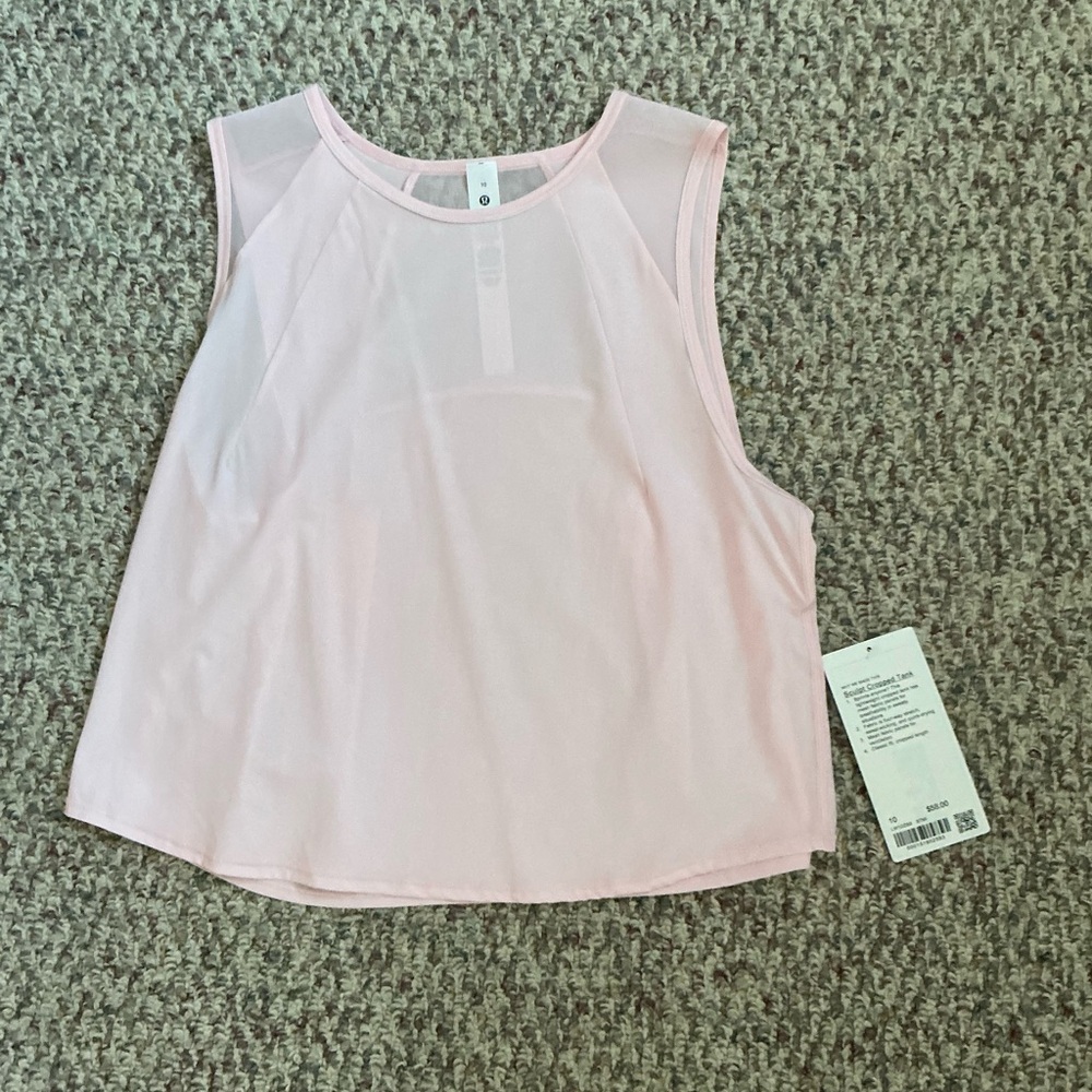 lululemon athletica Pale Pink Mesh Yoke Tank Top